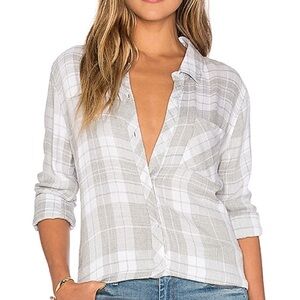 Rails Hunter Button Down Flannel in Smoke & White